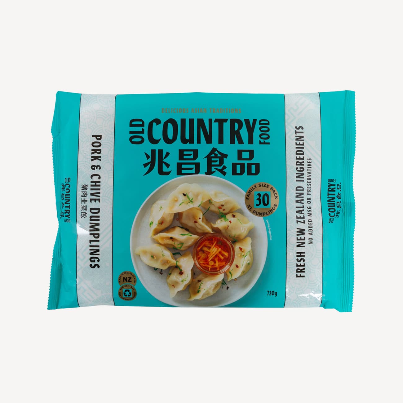 Old Country Food Pork And Chive Dumplings 30 Pack