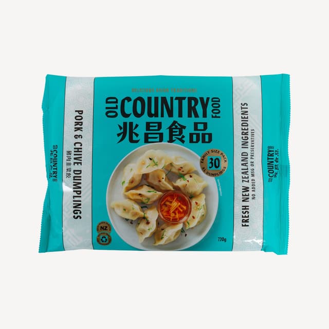 Old Country Food Pork And Chive Dumplings 30 Pack