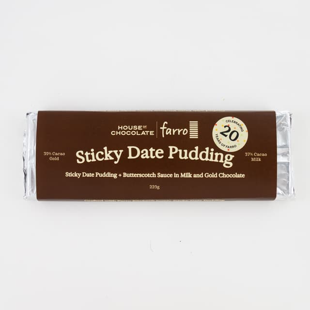 House of Chocolate Farro Kitchen Sticky Date Pudding Bar 220g
