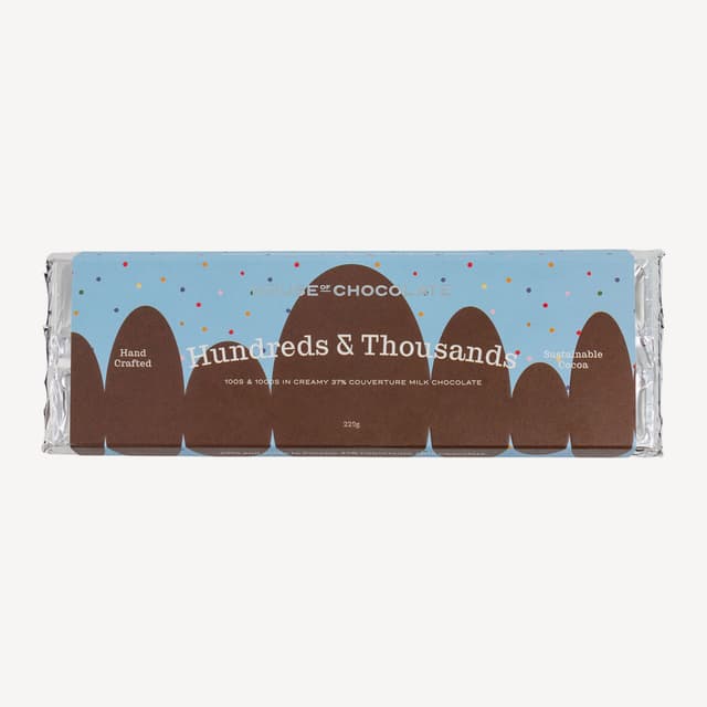 House Of Chocolate Hundreds & Thousands Milk Chocolate Bar 220g