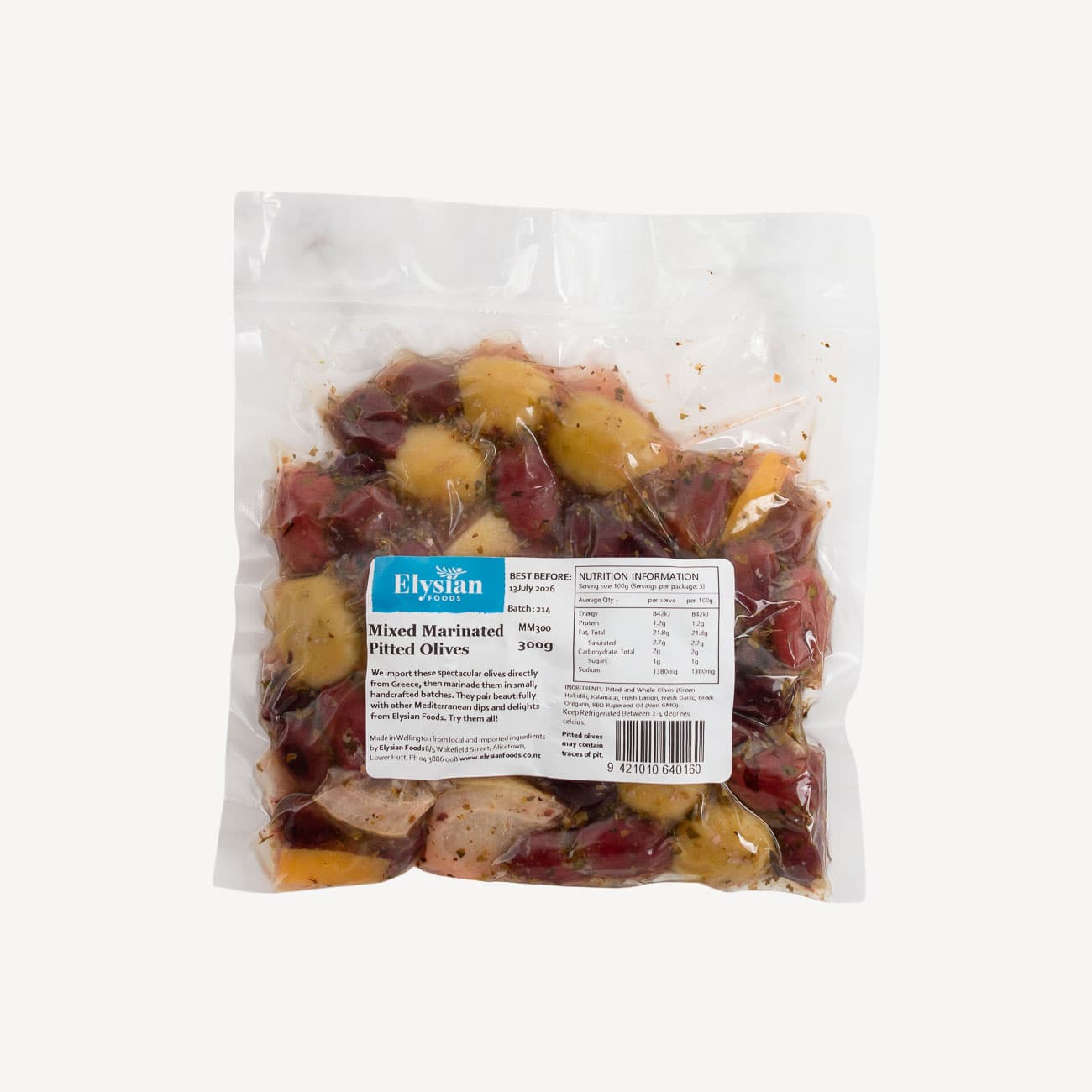 Elysian Mixed Greek Pitted Olives 300g