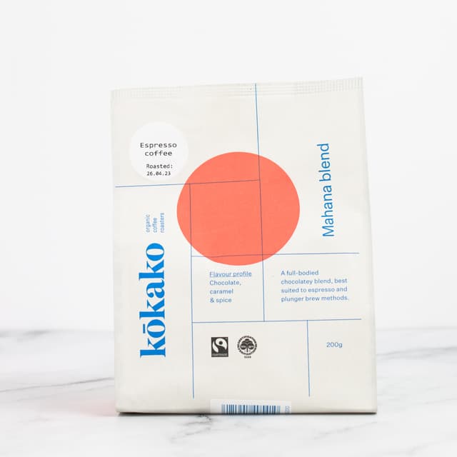 Kokako Mahana Blend Coffee Espresso Ground 200g