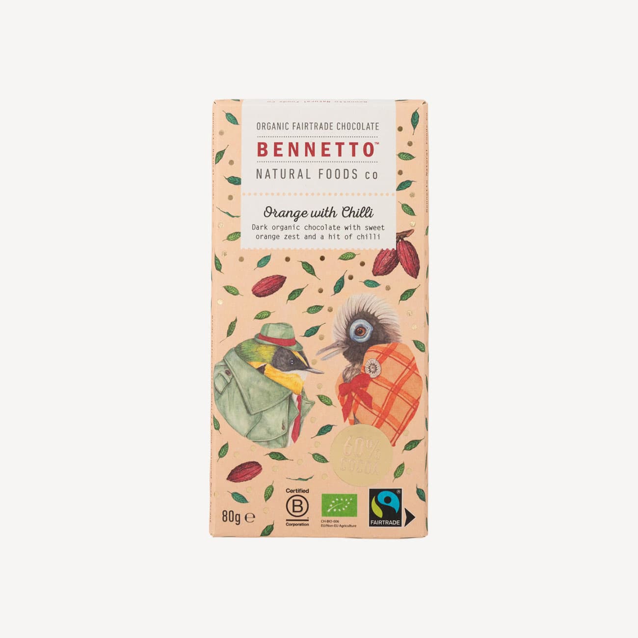 Bennetto Chocolate Block Orange with Chilli 80g