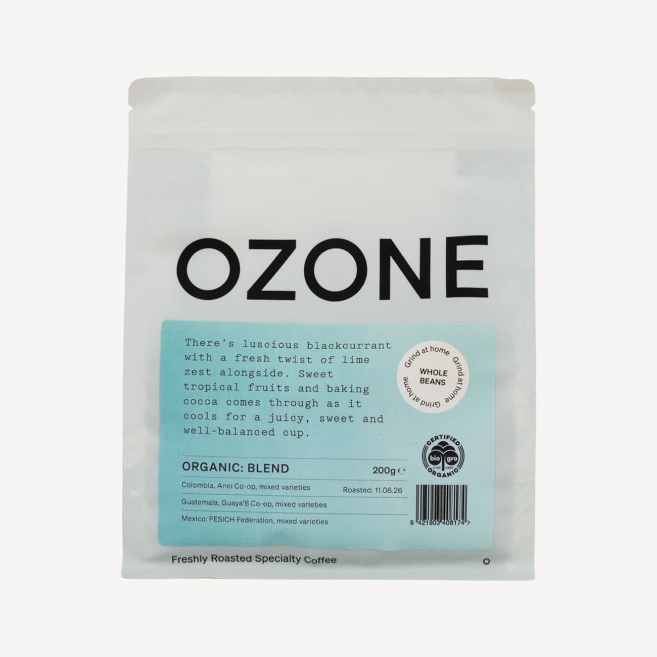 Ozone Organic Blend Whole Beans 200g