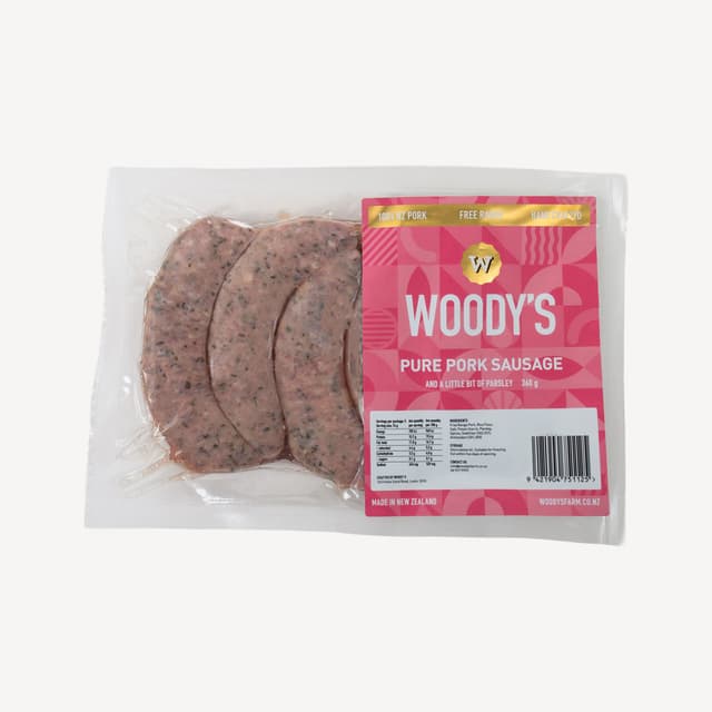 Woodys Free Range Pure Pork Sausage 360g