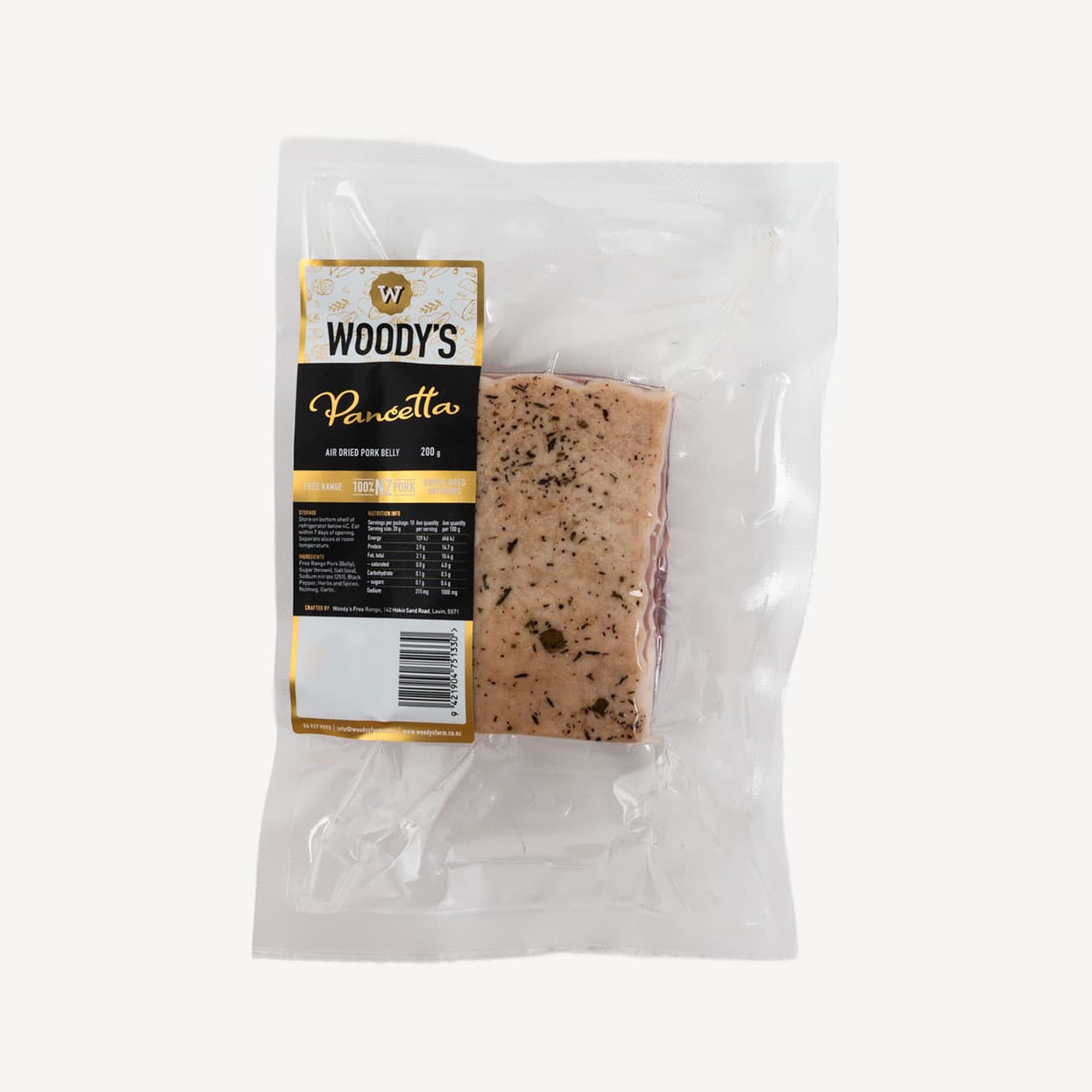 Woodys Free Range Pancetta 200g