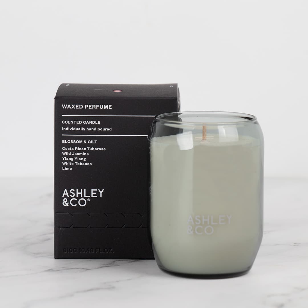 Ashley & Co Waxed Perfume Blossom And Gilt Candle 310g