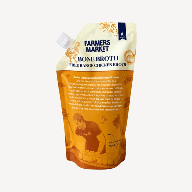 Farmers Market Free Range Chicken Bone Broth 1l
