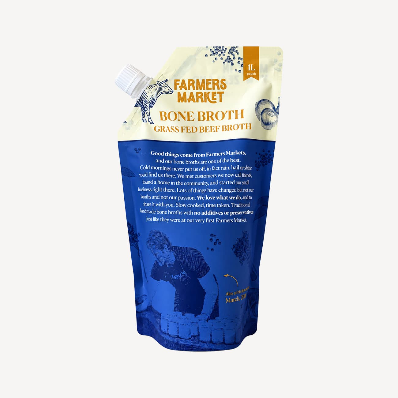 Farmers Market Grass Fed Beef Bone Broth 1l