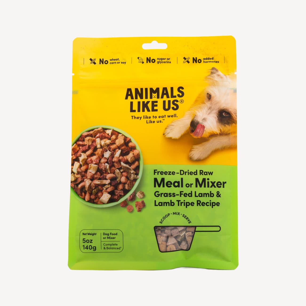 Animals Like Us Freeze Dried Raw Meal Or Mixer Grass Fed Lamb And Lamb Tripe Dog Food 140g