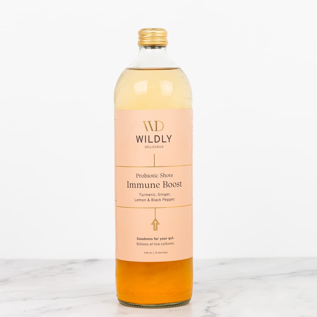 Wildly Delicious Probiotic Shot Immune Turmeric Ginger Lemon 750ml