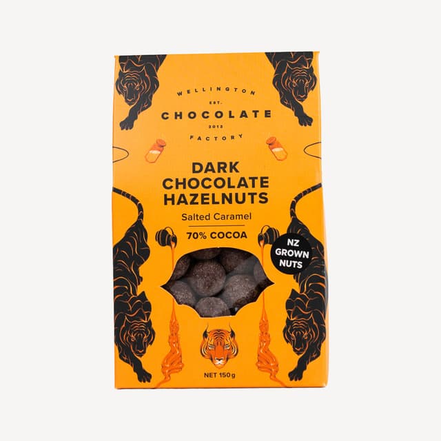 Wellington Chocolate Factory Dark Salted Caramel Chocolate Hazelnuts 150g