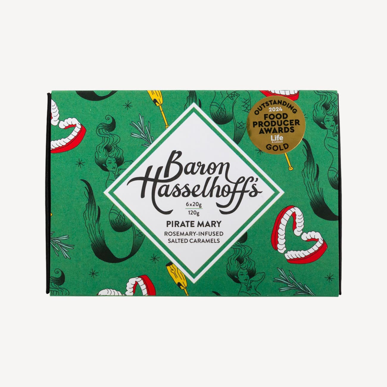 Baron Hasselhoffs Pirate Mary Rosemary Sea Salt Caramels 120g