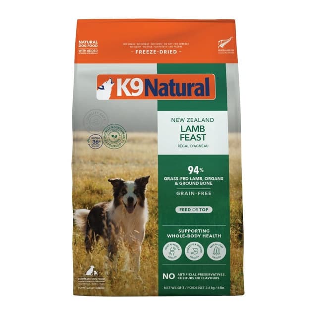 K9 Natural Freeze Dried Raw Lamb Dog Food 3.6kg