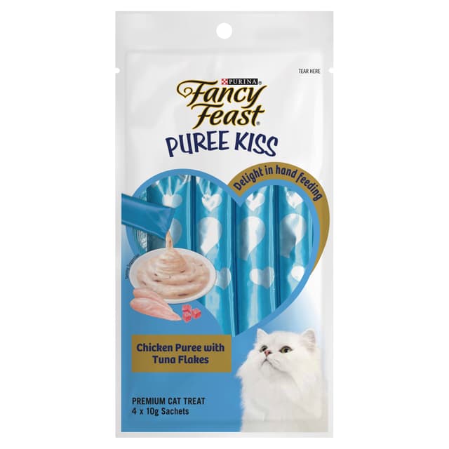 Fancy Feast Puree Kiss Chicken with Tuna Flakes Cat Treat 4 x10g