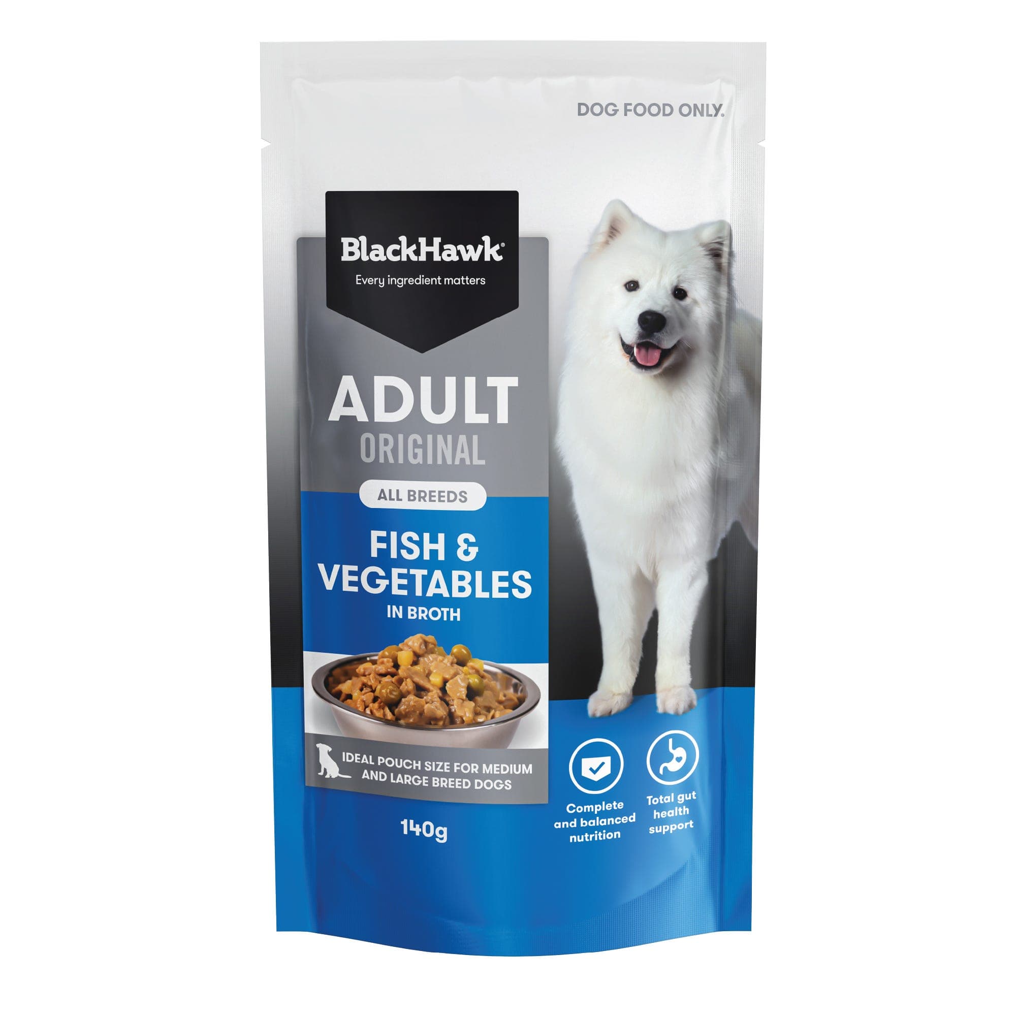 Black Hawk Original Fish & Vegetables Wet Dog Food 140g