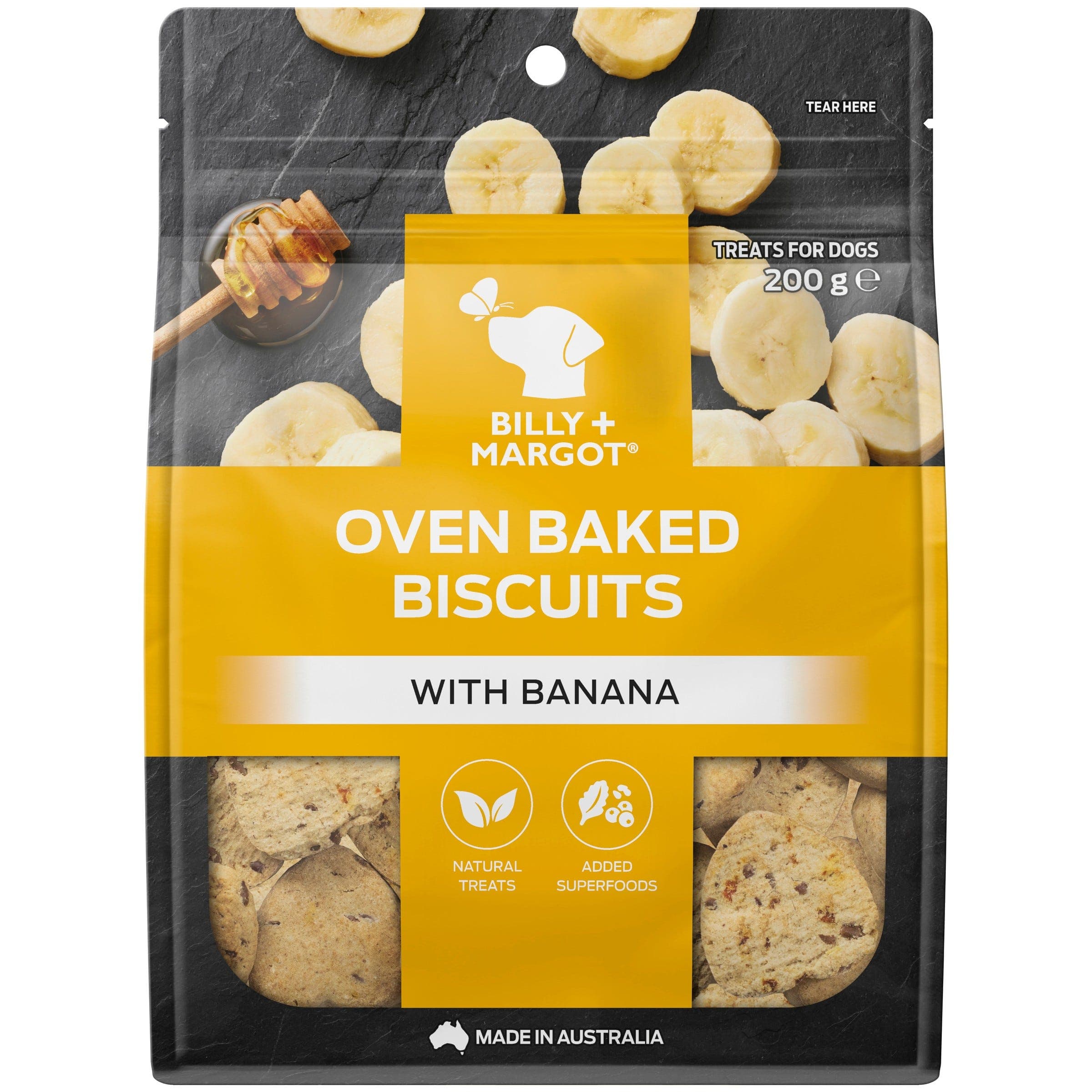 Billy + Margot Dog Treat Baked Biscuits Banana 200g