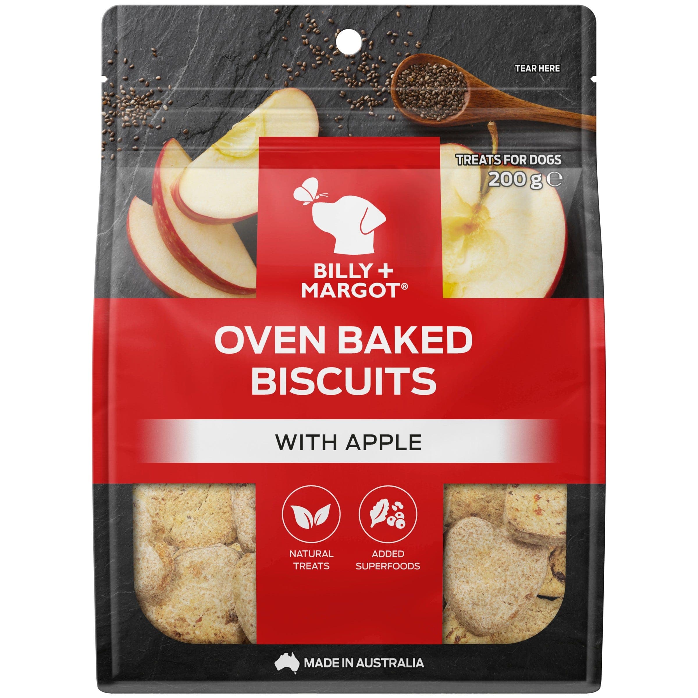 Billy + Margot Dog Treat Oven Baked Biscuits Apple 200g