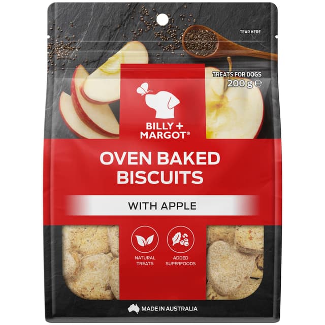 Billy + Margot Dog Treat Oven Baked Biscuits Apple 200g