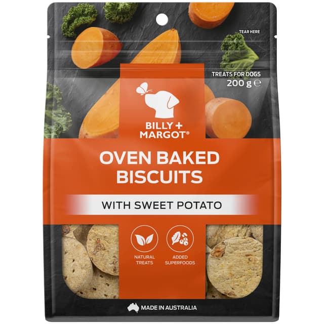 Billy + Margot Dog Treat Oven Baked Biscuits Swt Potato 200g