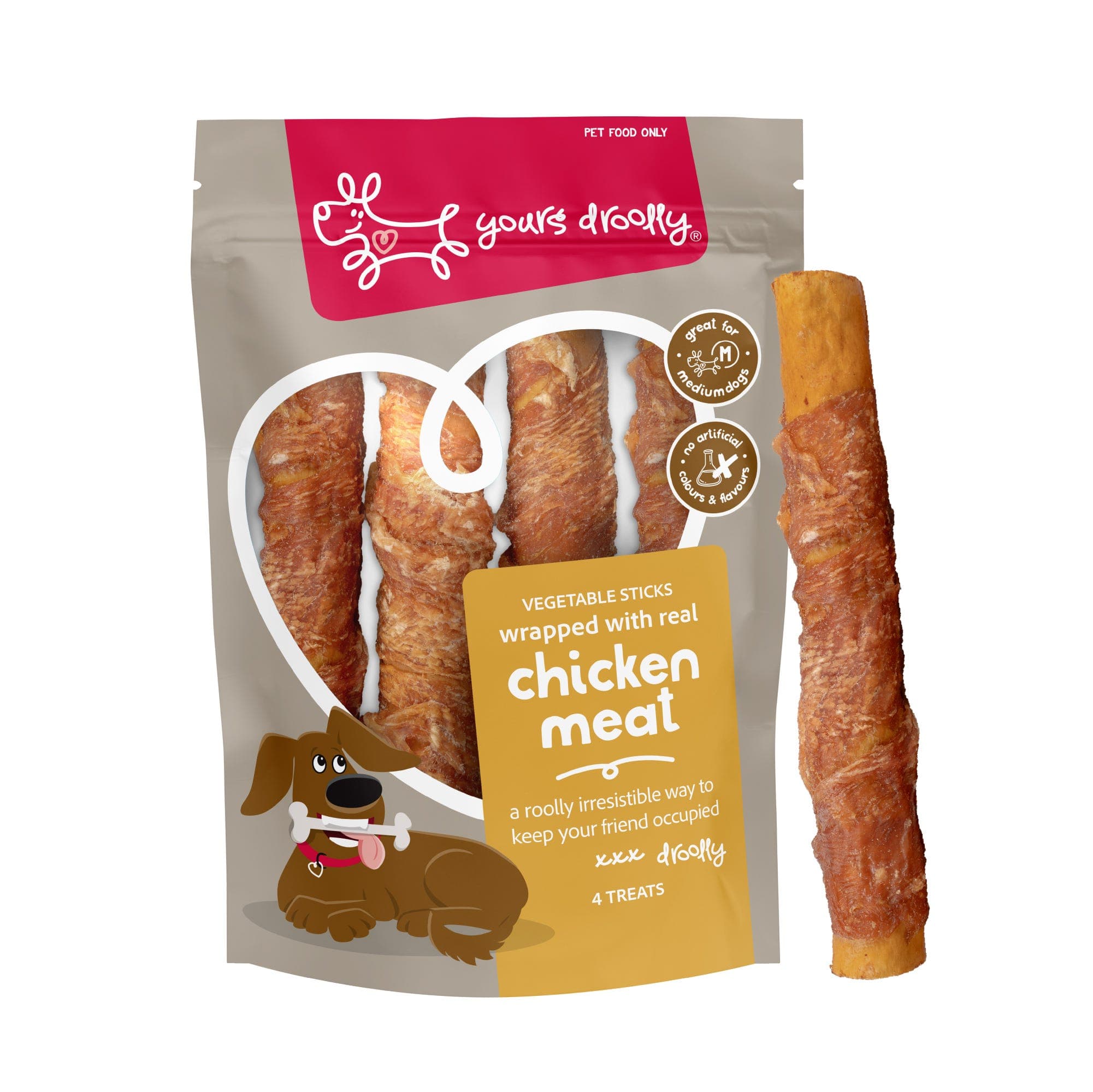 Yours Droolly Chicken Wrapped Sticks Medium 4pc