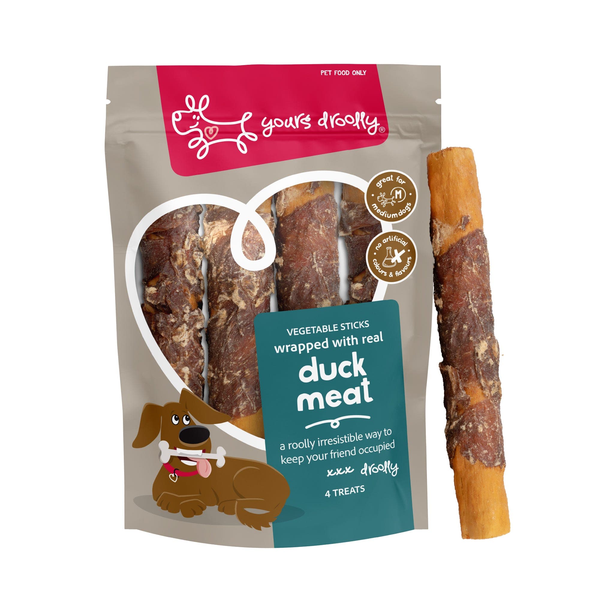 Yours Droolly Duck Wrapped Sticks Medium 4pc