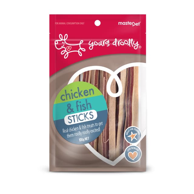 Yours Droolly Chicken & Fish Sticks Dog Treats 100g
