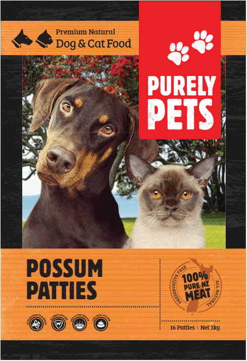 Purely Pets Possum Patties Frozen Cat & Dog Food 1kg