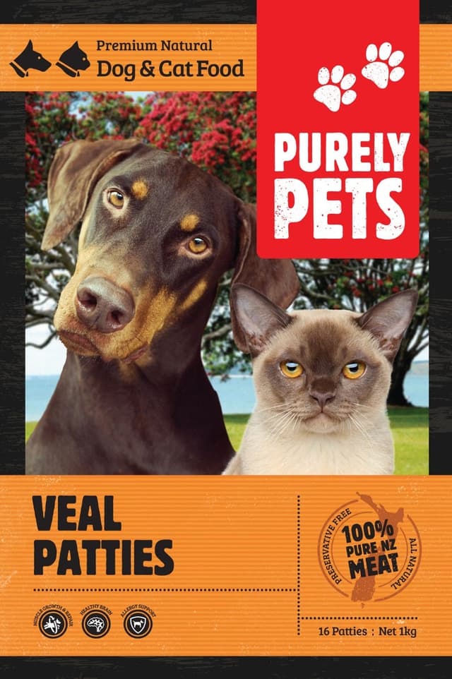 Purely Pets Veal Patties Frozen Cat & Dog Food 1kg