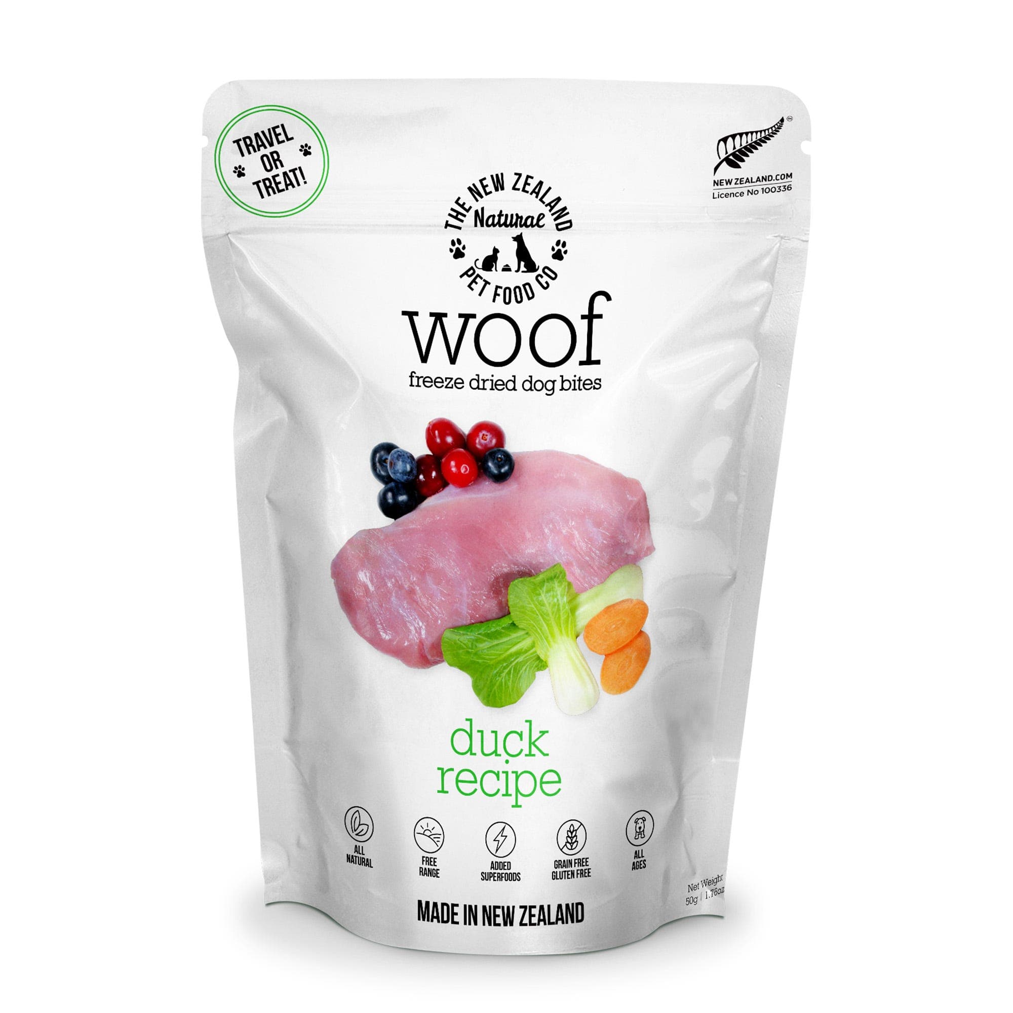 Woof Dog Treats Freeze Dried Duck 50g