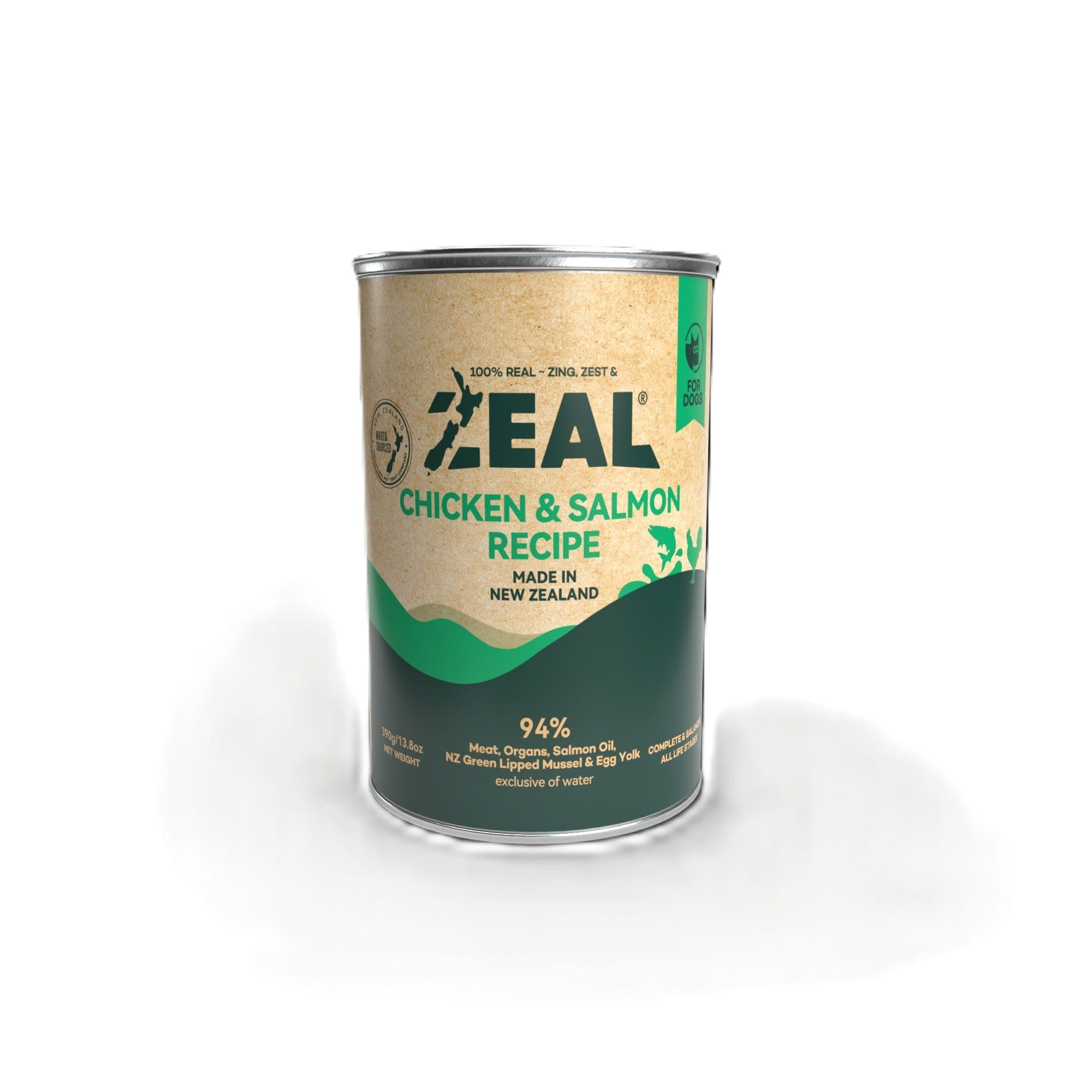 Zeal Chicken & Salmon Recipe Wet Dog Food 390g