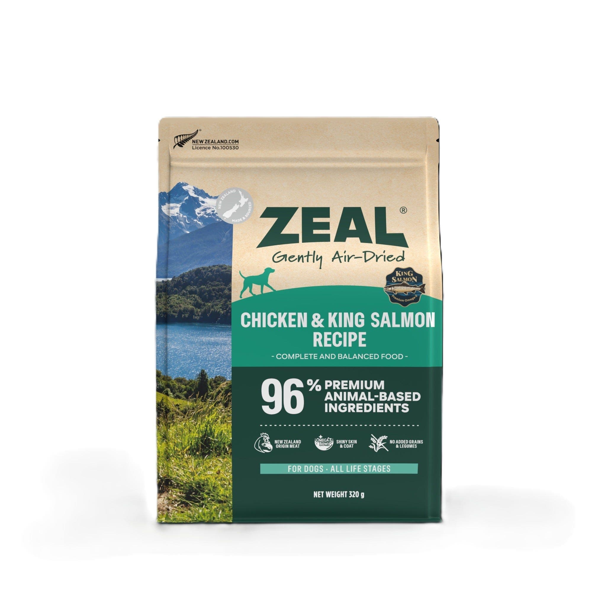 Zeal Air Dried Chicken & King Salmon Dog Food 320g