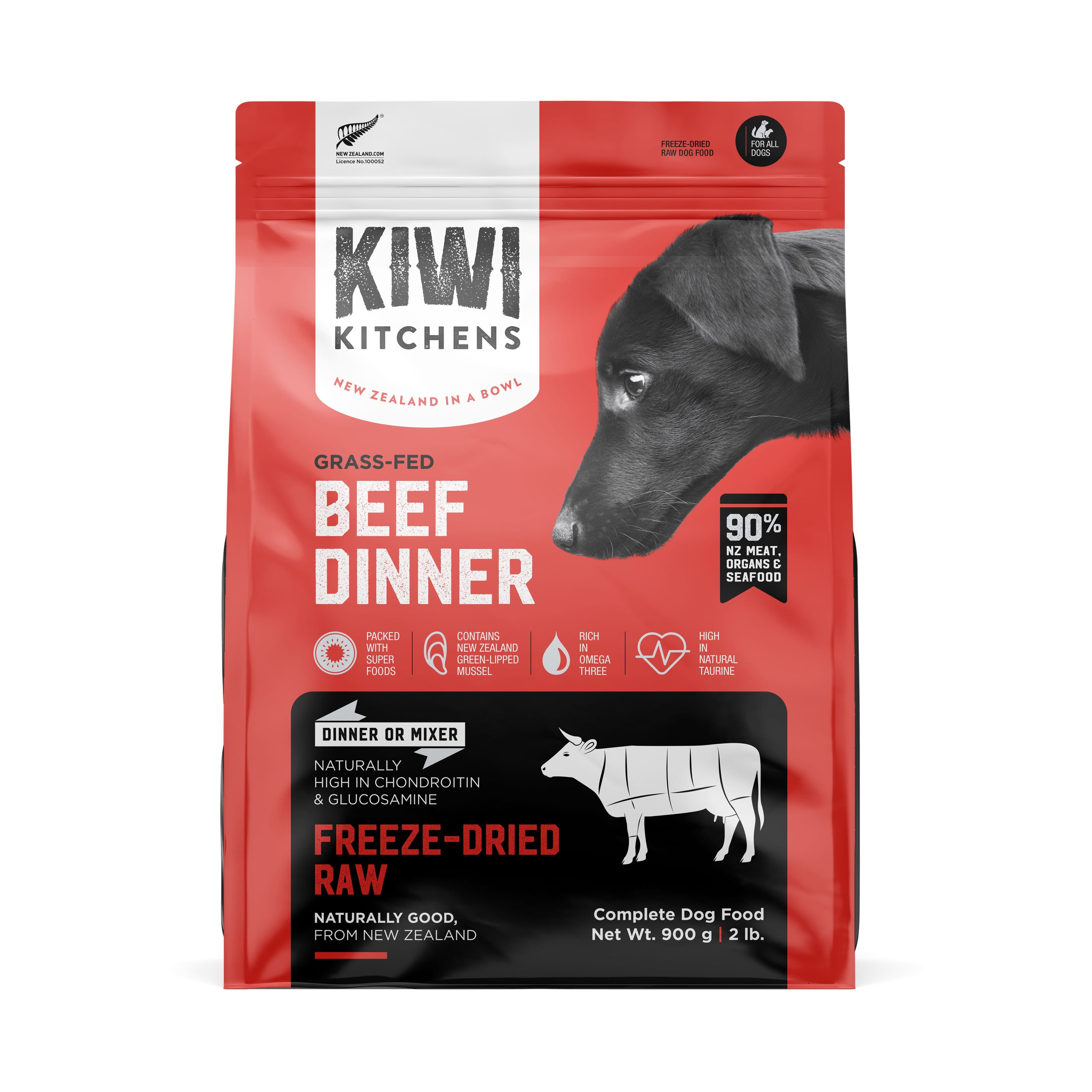 Kiwi Kitchens Freeze Dried Beef Dog Food 900g