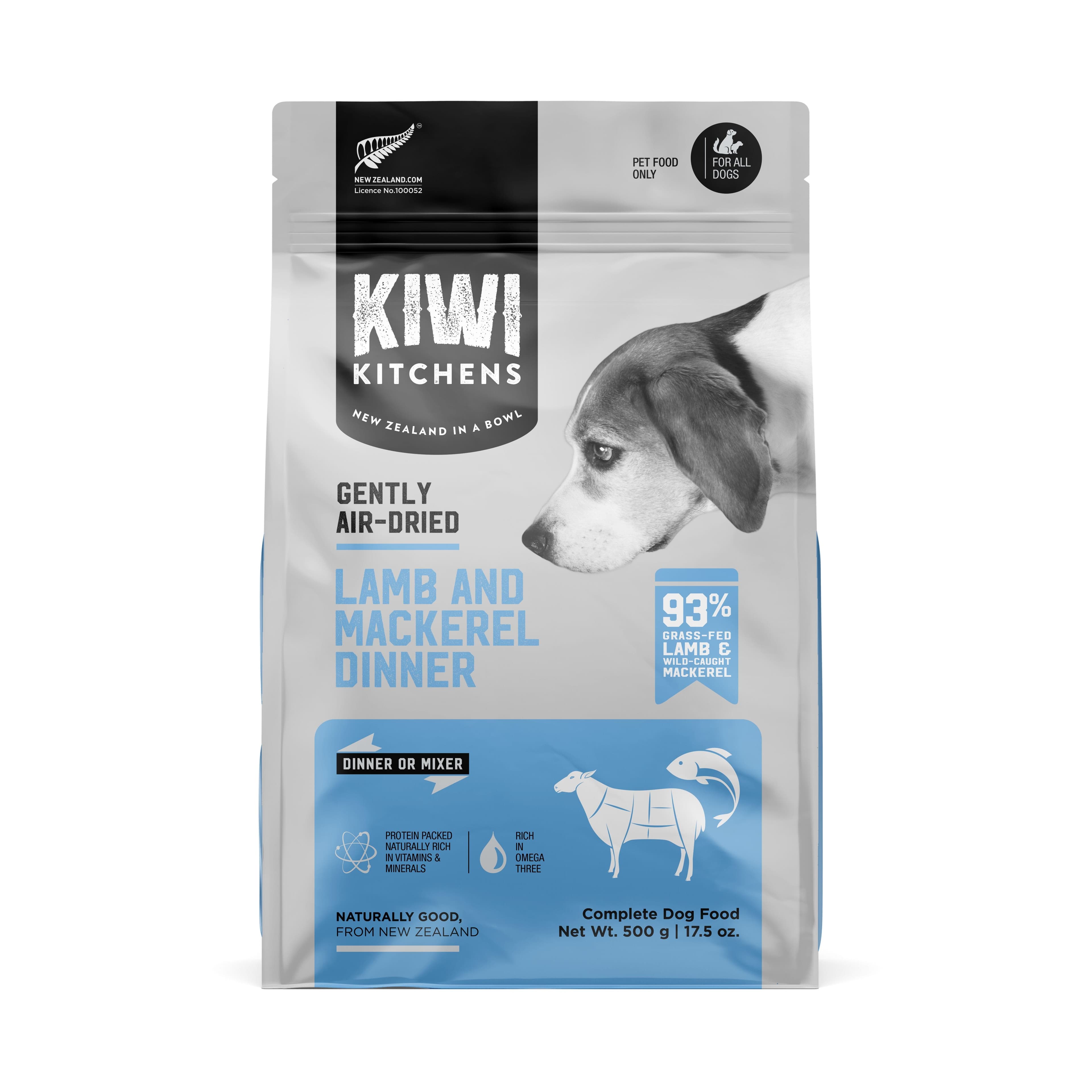 Kiwi Kitchens Air Dried Lamb & Mackerel Dog Food 500g