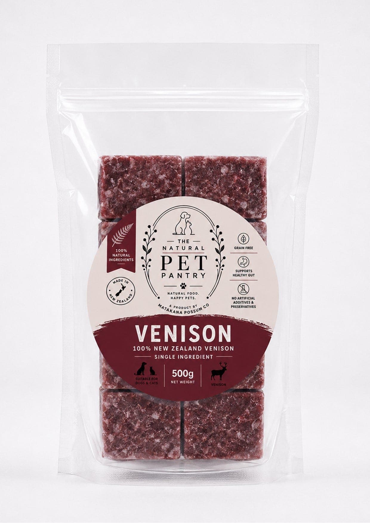 The Natural Pet Pantry Wild Venison Frozen Cat & Dog Food 500g