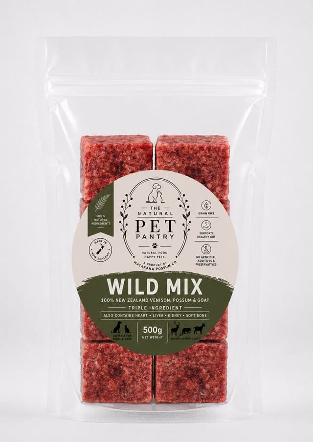 The Natural Pet Pantry Possum Venison Goat Frozen Cat & Dog Food 500g