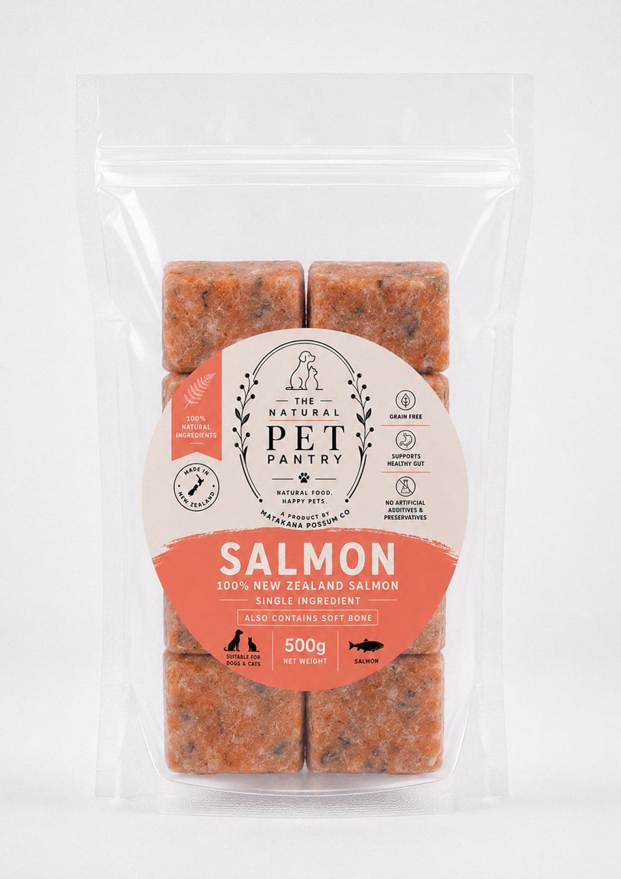 The Natural Pet Pantry Salmon Frozen Cat & Dog Food 500g