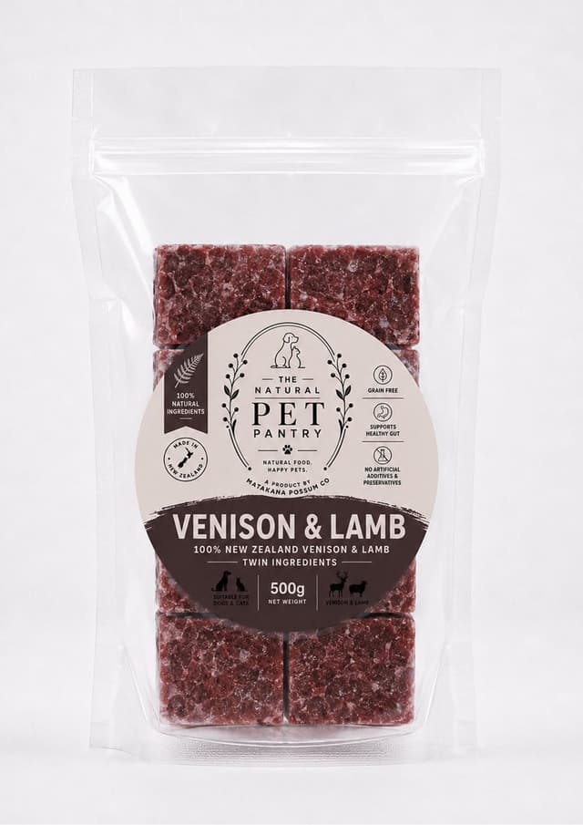 The Natural Pet Pantry Venison Lamb Frozen Cat & Dog Food 500g