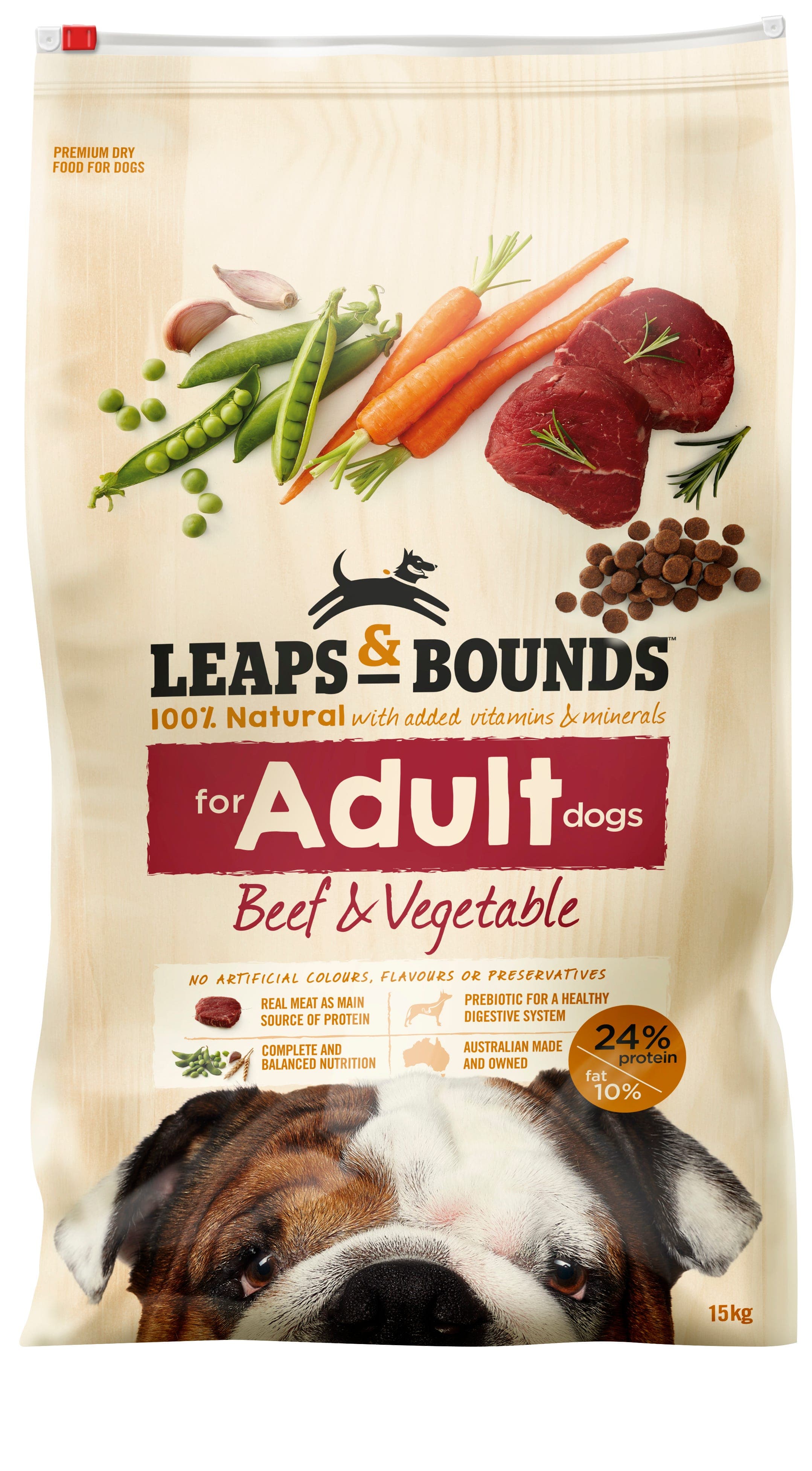 Leaps & Bounds Beef and Veges Adult Dog Food 15kg