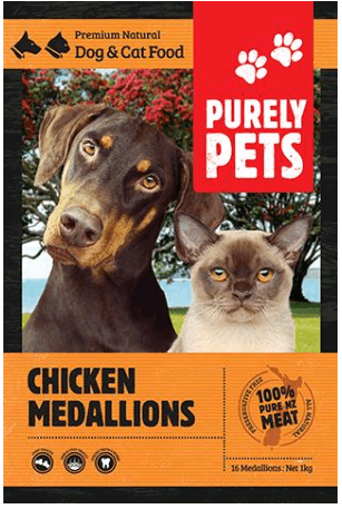 Purely Pets Chicken Medallions Frozen Cat & Dog Food 3kg