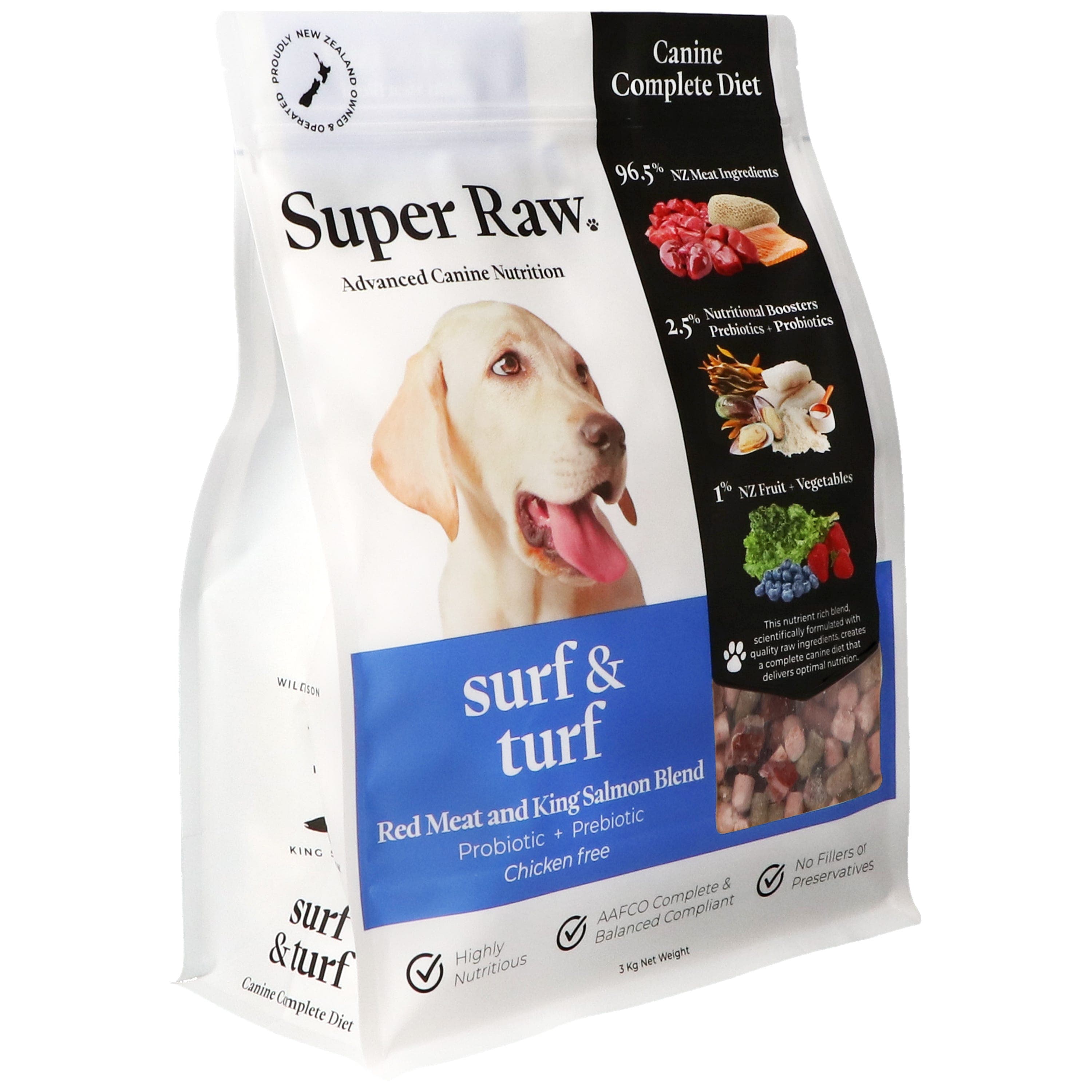 Super Raw Dog Surf & Turf Frozen Food 3kg