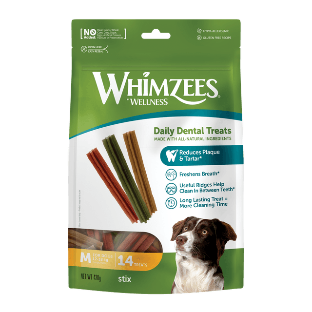 Whimzees Dog Treat Stix Med 14pk 420g