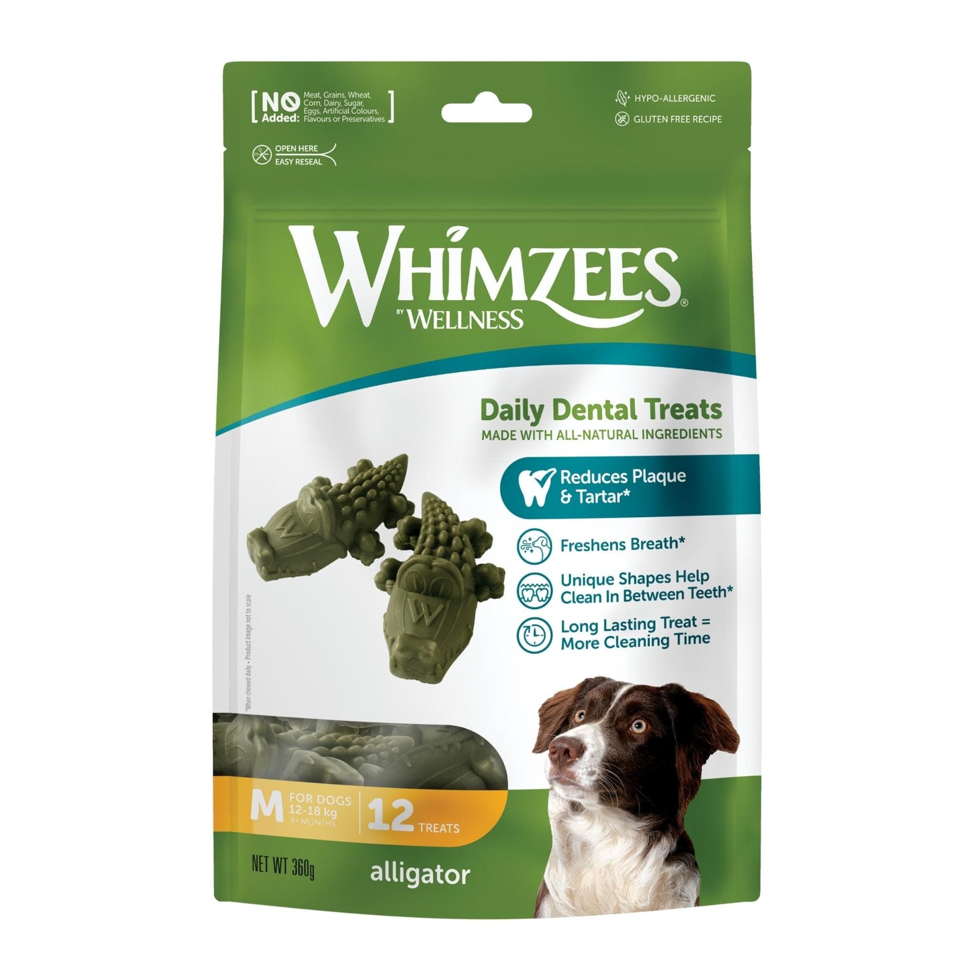 Whimzees Dog Treat Alligator Med 12pk 360g