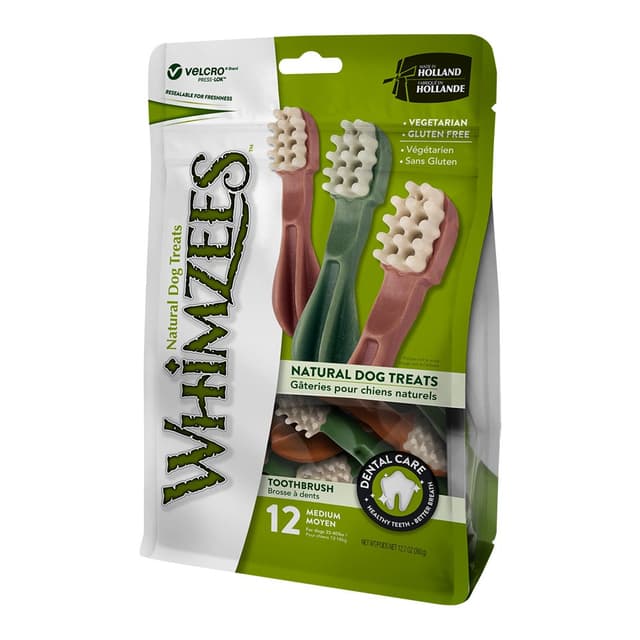 Whimzees Dog Treat Toothbrush Med 12pk 360g