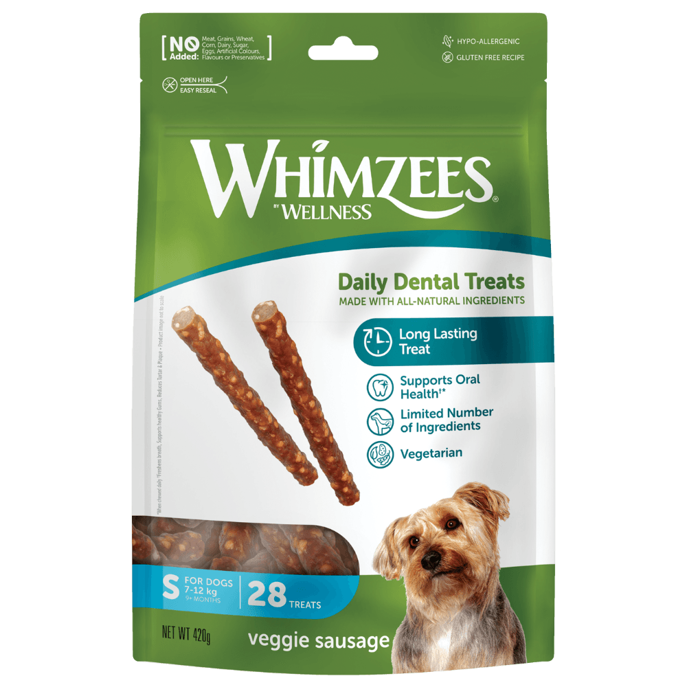 Whimzees Dog Treat Veggie Sausage Sml 28pk 420g