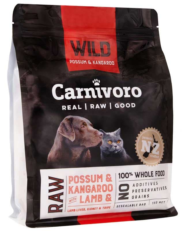 Carnivoro Wild Possum Kangaroo & Lamb Frozen Cat & Dog Food 1kg