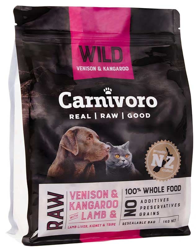 Carnivoro Wild Venison Kangaroo & Lamb Frozen Cat & Dog Food 1kg